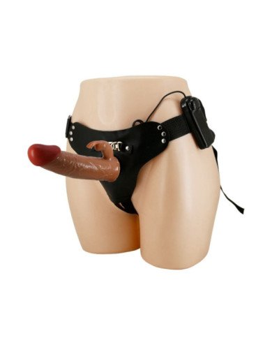 PRETTY LOVE - MARION HARNAIS SLIP UNIVERSEL AVEC DILDO VIBRANT 19 CM MARRON