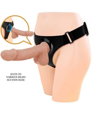 PRETTY LOVE - SLIP HARNAIS HARNAIS UNIVERSEL AVEC GODE JERRY 21,8 CM NATUREL