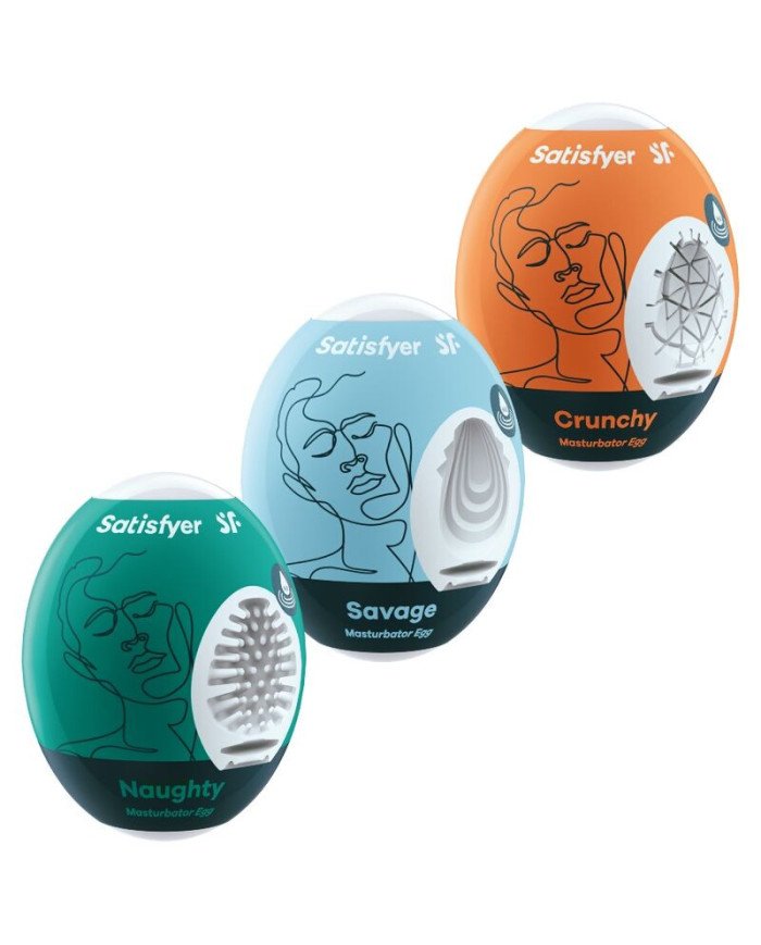 SATISFYER - 3 OEUFS MASTURBATEURS NAUGHTY, SAVAGE & CRUNCHY