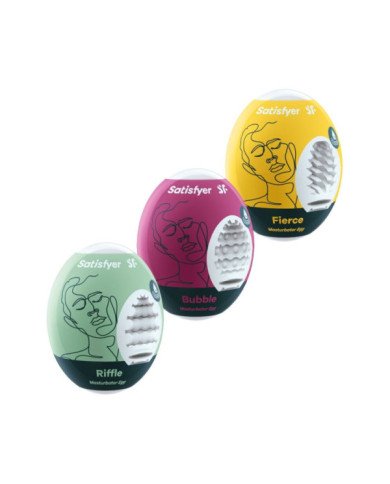 SATISFYER - 3 OEUFS MASTURBATEURS RIFFLE, BUBBLE & FIERCE