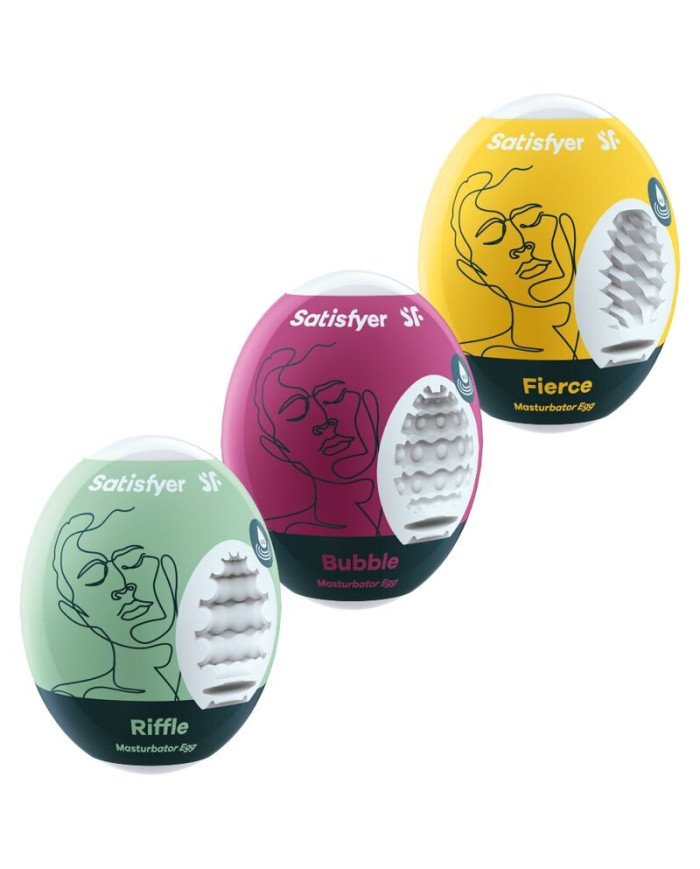 SATISFYER - 3 OEUFS MASTURBATEURS RIFFLE, BUBBLE & FIERCE