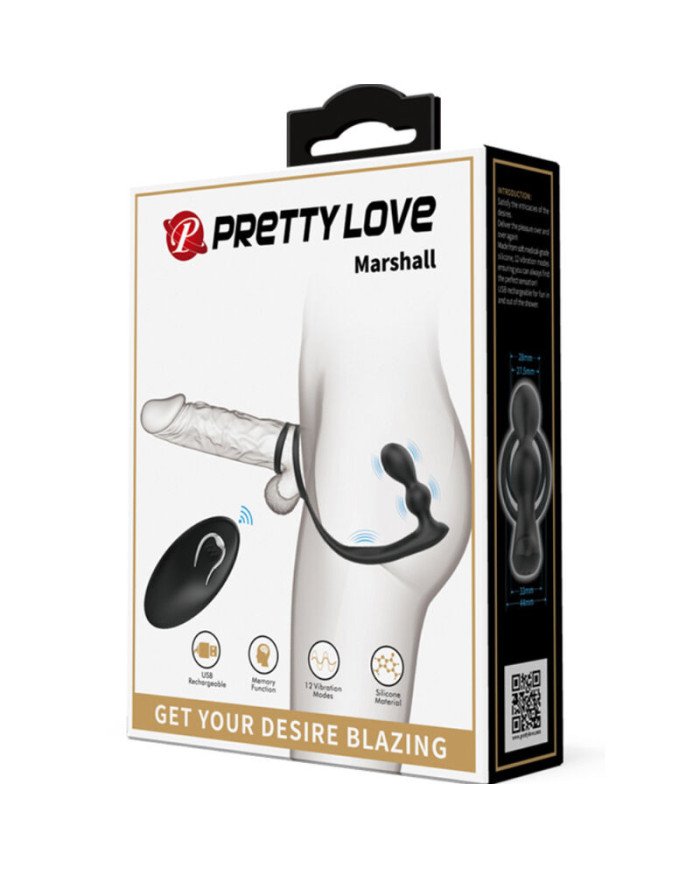 PRETTY LOVE - ANNEAU PÉNIS MARSHALL AVEC PLUG ANAL VIBRANT AVEC TÉLÉCOMMANDE