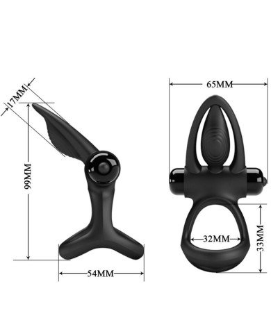 PRETTY LOVE - ANNEAU VIBRANT 10 VIBRATIONS SILICONE NOIR