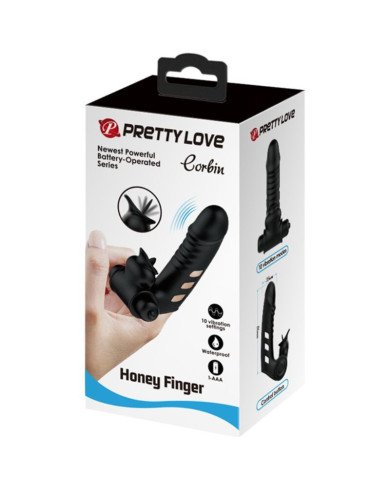 PRETTY LOVE - COUVERCLE DE DOIGT VIBRATEUR LAPIN NOIR VANCE