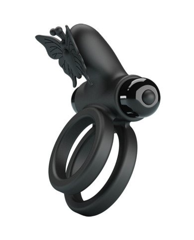 PRETTY LOVE - DOUBLE ANNEAU VIBRANT AVEC STIMULATEUR NOIR