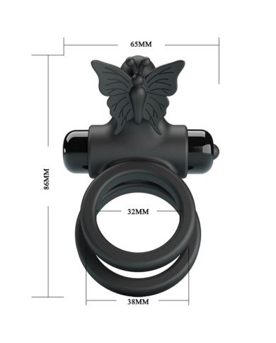 PRETTY LOVE - DOUBLE ANNEAU VIBRANT AVEC STIMULATEUR NOIR