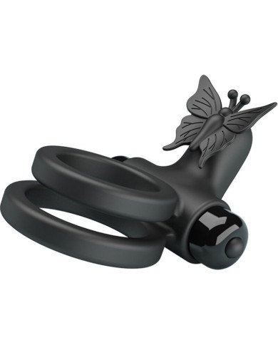PRETTY LOVE - DOUBLE ANNEAU VIBRANT AVEC STIMULATEUR NOIR