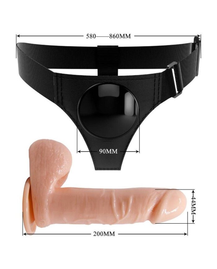PRETTY LOVE - HARNAIS SLIPS HARNAIS UNIVERSEL AVEC GODE TOM 20 CM NATUREL