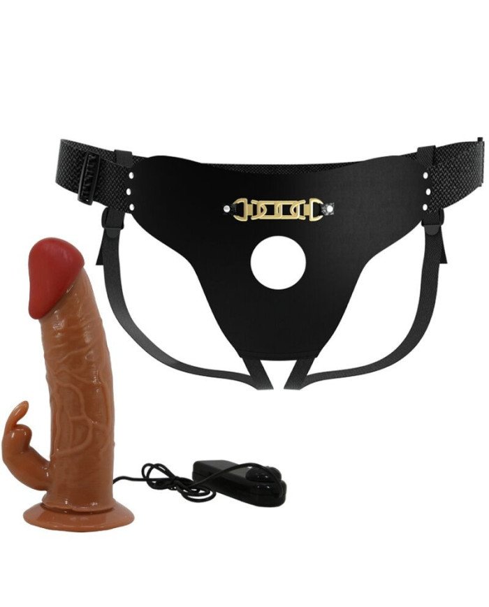 PRETTY LOVE - MARION HARNAIS SLIP UNIVERSEL AVEC DILDO VIBRANT 19 CM MARRON