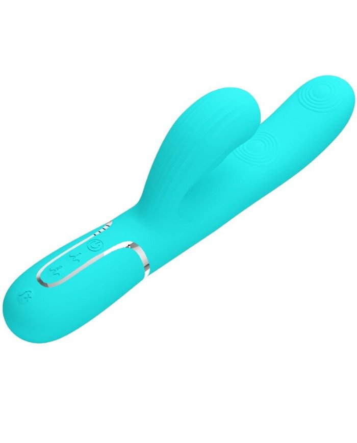 PRETTY LOVE - PERLITA VIBRATEUR MULTIFONCTION 3 EN 1 POINT G VERT AQUA