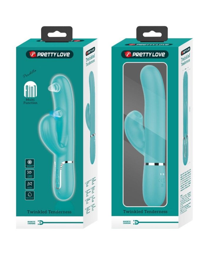 PRETTY LOVE - PERLITA VIBRATEUR MULTIFONCTION 3 EN 1 POINT G VERT AQUA