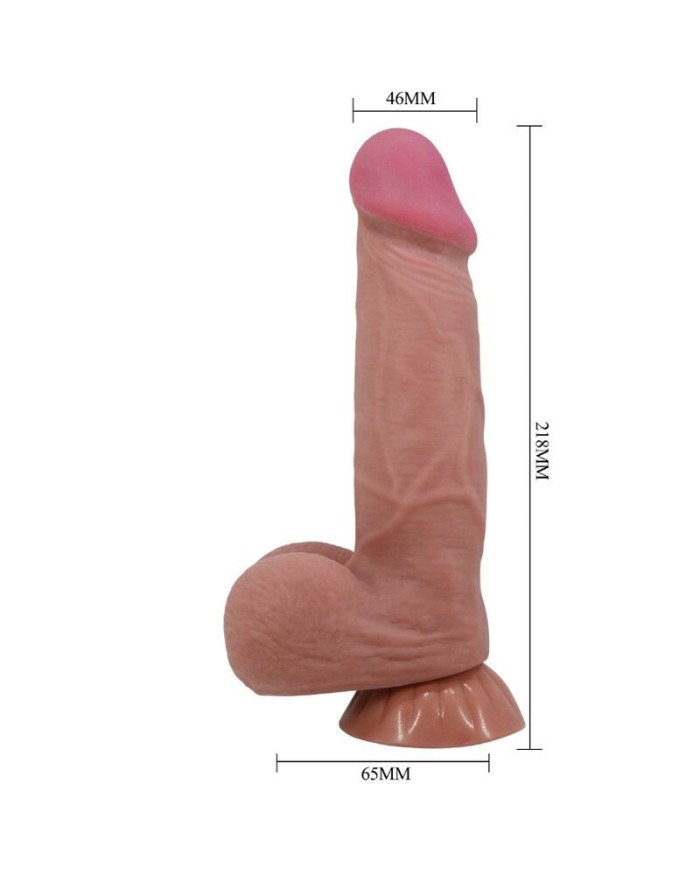 PRETTY LOVE - SÉRIE SLIDING SKIN GODE RÉALISTE AVEC VENTOUSE COULISSANTE PEAU BRUN 21,8 CM