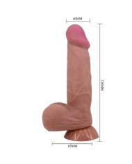 PRETTY LOVE - SÉRIE SLIDING SKIN GODE RÉALISTE AVEC VENTOUSE COULISSANTE PEAU BRUN 21,8 CM