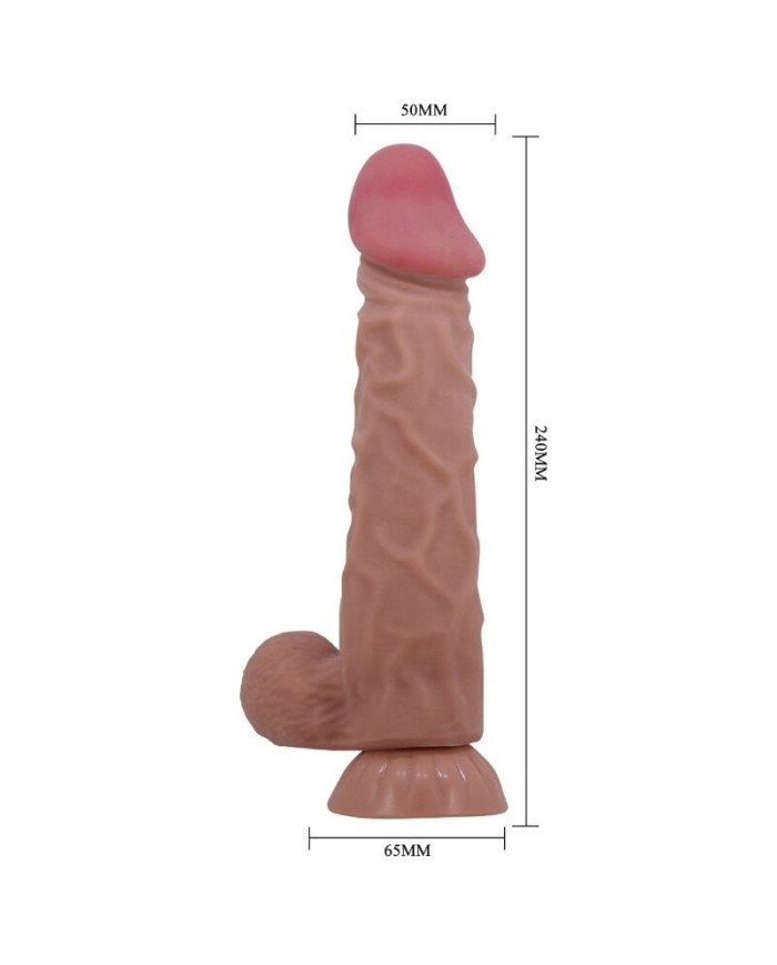 PRETTY LOVE - SÉRIE SLIDING SKIN GODE RÉALISTE AVEC VENTOUSE SLIDING SKIN MARRON 24 CM