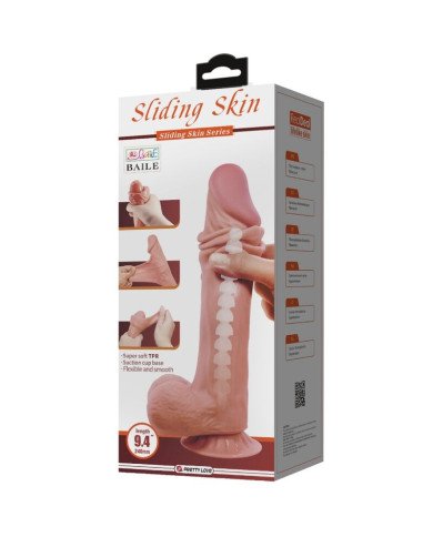PRETTY LOVE - SÉRIE SLIDING SKIN GODE RÉALISTE AVEC VENTOUSE SLIDING SKIN MARRON 24 CM