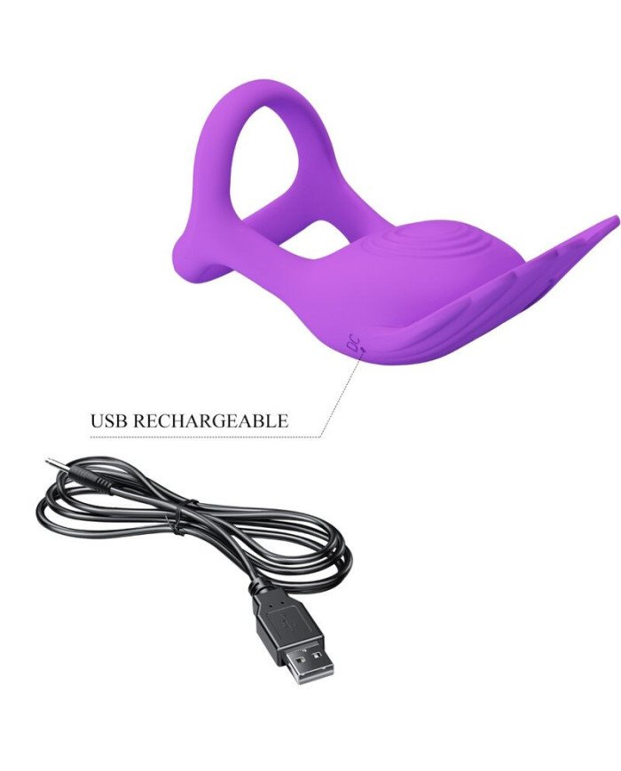 PRETTY LOVE - SILAS ANNEAU PÉNIS VIBRANT 7 VIBRATIONS SILICONE VIOLET