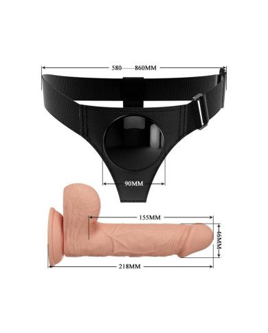 PRETTY LOVE - SLIP HARNAIS HARNAIS UNIVERSEL AVEC GODE JERRY 21,8 CM NATUREL