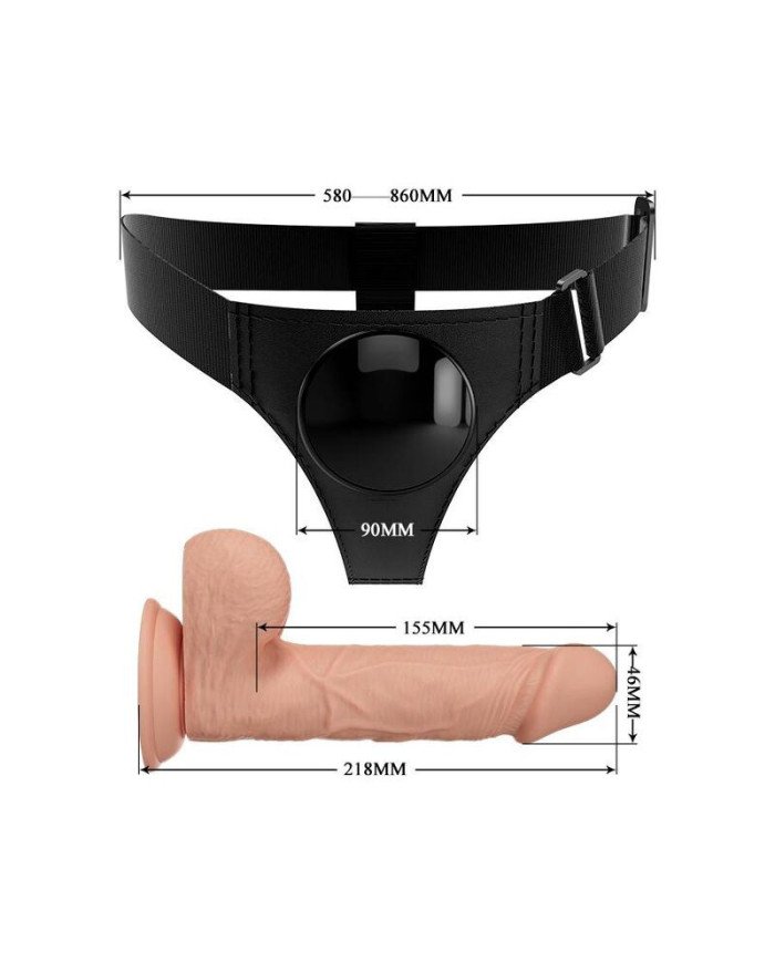 PRETTY LOVE - SLIP HARNAIS HARNAIS UNIVERSEL AVEC GODE JERRY 21,8 CM NATUREL