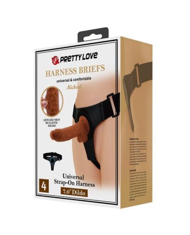 PRETTY LOVE - SLIP HARNAIS HARNAIS UNIVERSEL AVEC GODE MICHEAL 20 CM NOIR