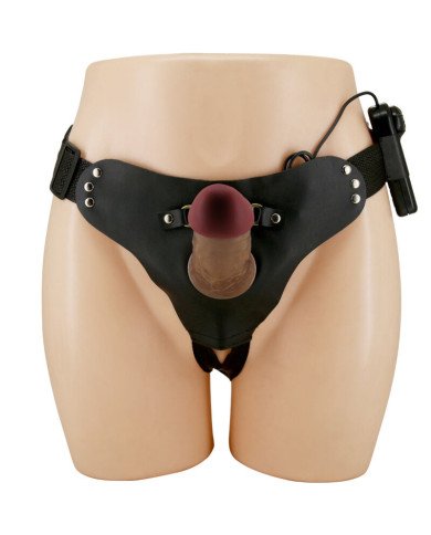 PRETTY LOVE - STARKS SLIP HARNAIS DILDO VIBRANT MULTI-VITESSES 17,5 CM MARRON CLAIR