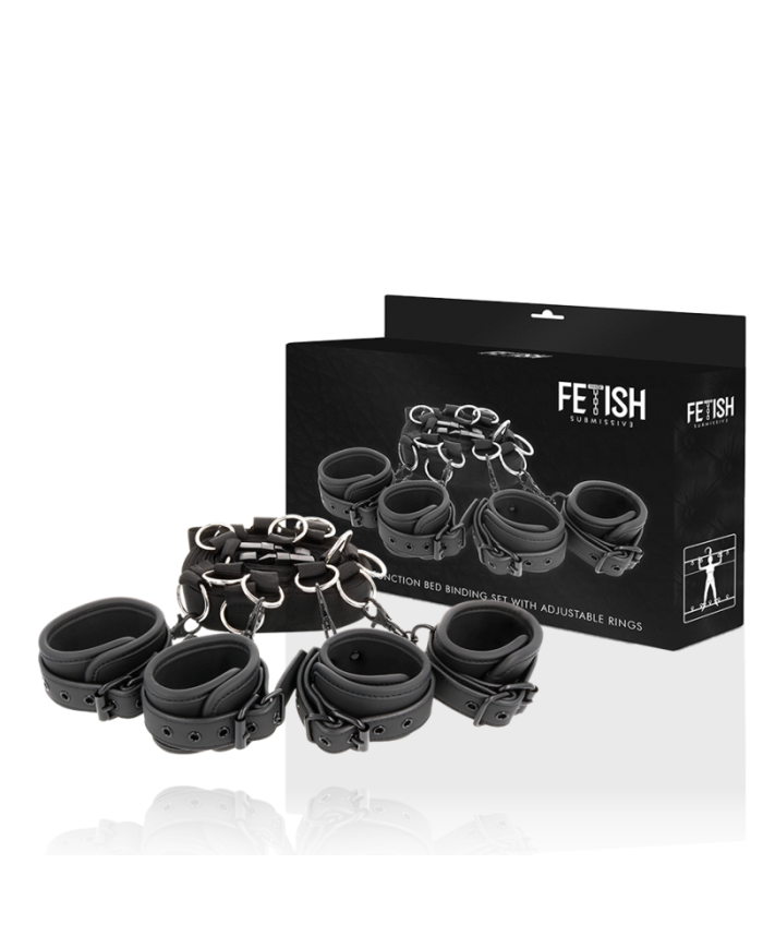 FETISH SUBMISSIVE - ENSEMBLE DE RETENUE DE LIT DE LUXE AVEC DOUBLURE EN NÉOPRÈNE