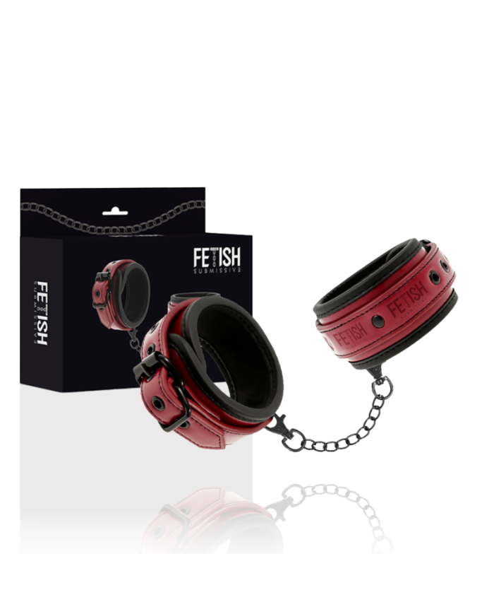 FETISH SUBMISSIVE DARK ROOM - MENOTTES EN CUIR VÉGAN AVEC DOUBLURE EN NÉOPRÈNE