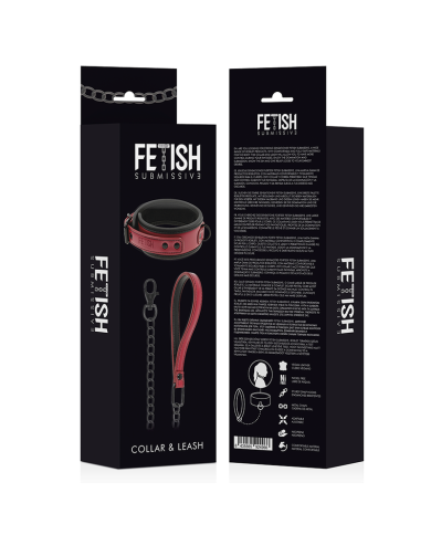 FETISH SUBMISSIVE DARK ROOM - COLLIER AVEC LAISSE AVEC DOUBLURE EN NÉOPRÈNE