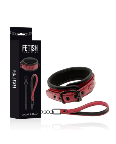 FETISH SUBMISSIVE DARK ROOM - COLLIER AVEC LAISSE AVEC DOUBLURE EN NÉOPRÈNE