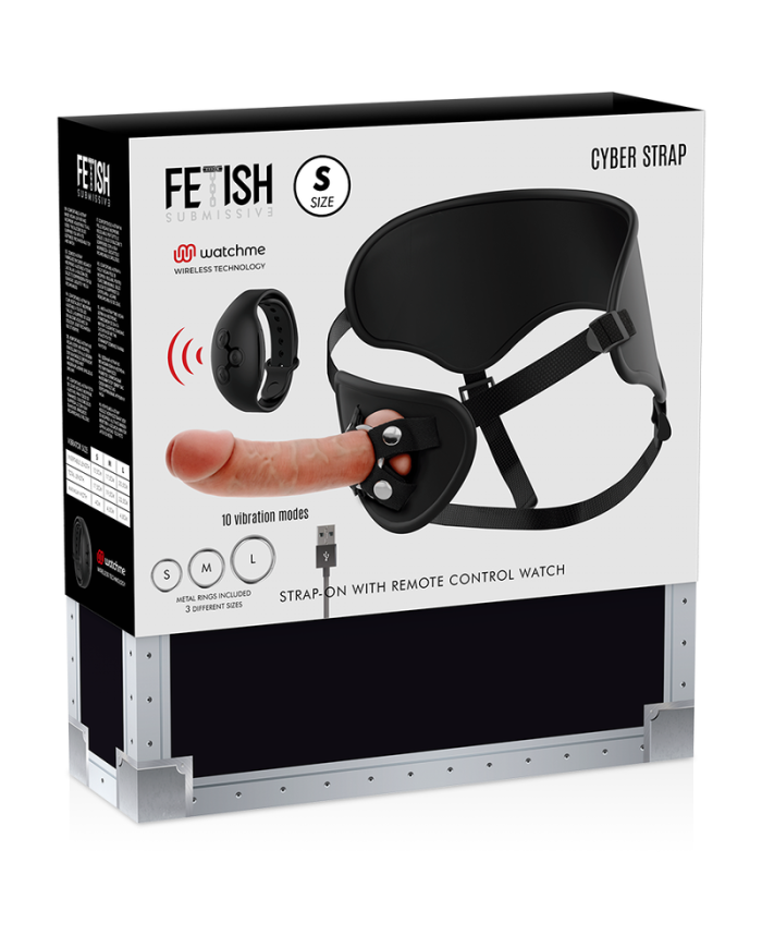 FETISH SUBMISSIVE CYBER STRAP - HARNAIS TÉLÉCOMMANDE ET BULLET VIBRANT TECHNOLOGIE WATCME M