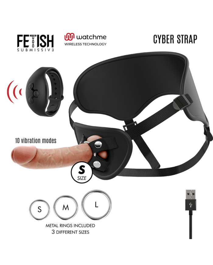 FETISH SUBMISSIVE CYBER STRAP - HARNAIS TÉLÉCOMMANDE ET BALLE VIBRANTE TECHNOLOGIE WATCME L