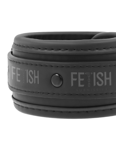 FETISH SUBMISSIVE - COLLIER ET POIGNETS EN CUIR VÉGÉTAL AVEC DOUBLURE EN NÉOPRÈNE