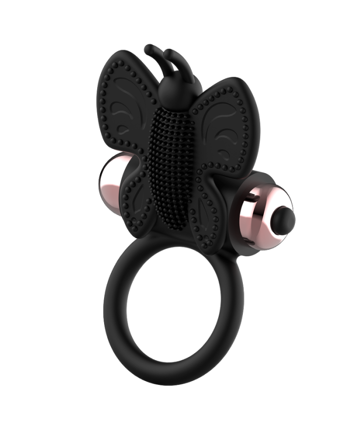 COQUETTE CHIC DESIRE - COCKRING PAPILLON AVEC VIBRATEUR NOIR / OR