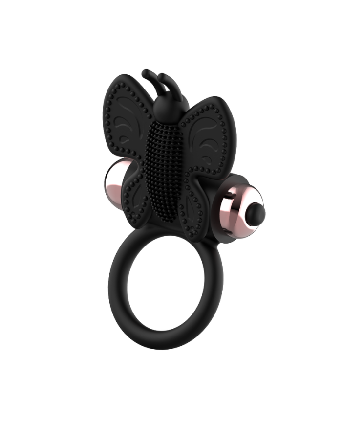 COQUETTE CHIC DESIRE - COCKRING PAPILLON AVEC VIBRATEUR NOIR / OR