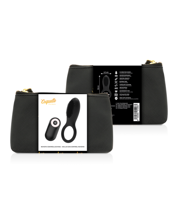 COQUETTE CHIC DESIRE - COCKRING TÉLÉCOMMANDE RECHARGEABLE NOIR / OR