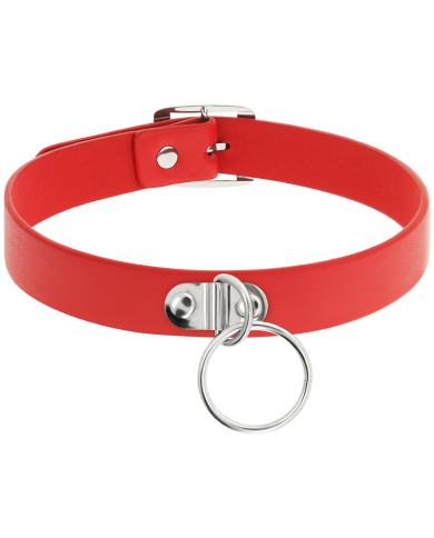 COQUETTE CHIC DESIRE - COLLIER CUIR VEGAN ROUGE FEMME FÉTICHE