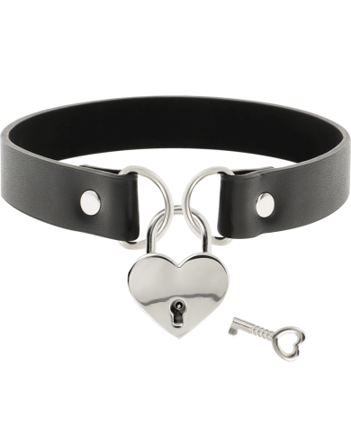 COQUETTE CHIC DESIRE - COLLIER EN CUIR VEGAN COEUR AVEC CLÉ