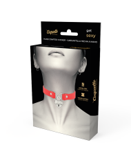 COQUETTE CHIC DESIRE - COLLIER EN CUIR VEGAN ROUGE COEUR AVEC CLE