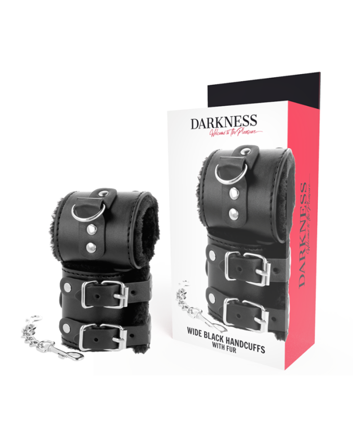 DARKNESS - APPAREILS-POIGNETS NOIR AVEC FOURRURE