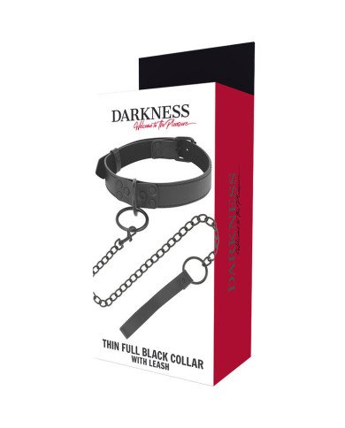 DARKNESS - COLLIER COMPLET FIN NOIR AVEC LAISSE