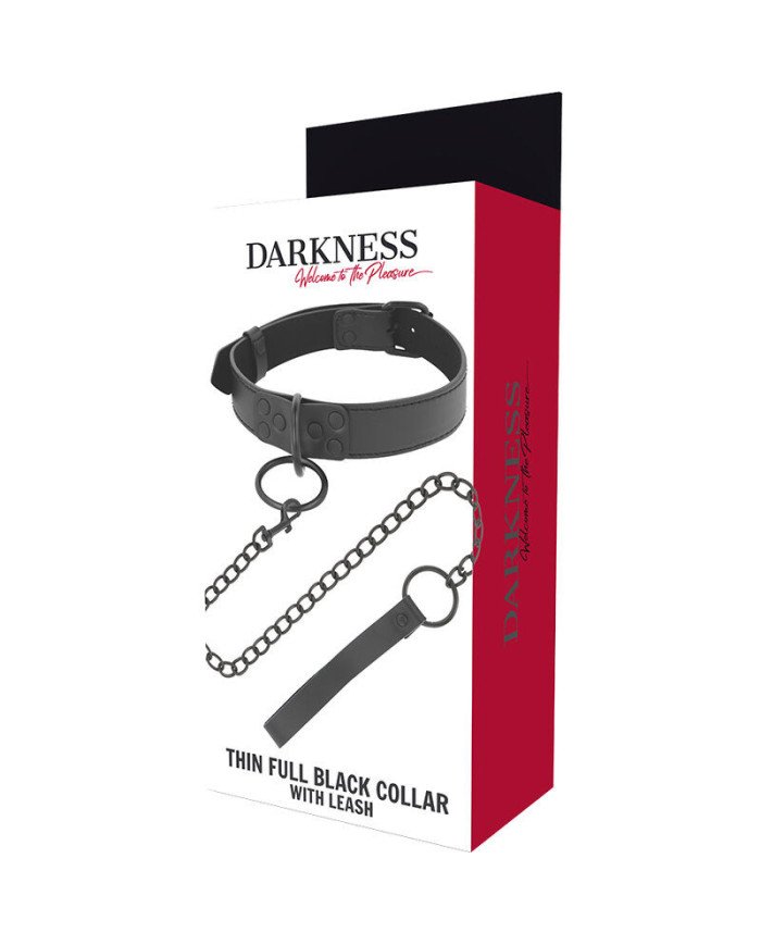DARKNESS - COLLIER COMPLET FIN NOIR AVEC LAISSE