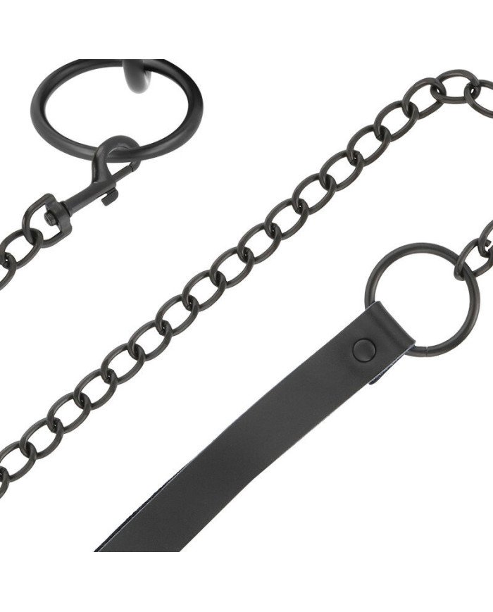DARKNESS - COLLIER COMPLET FIN NOIR AVEC LAISSE