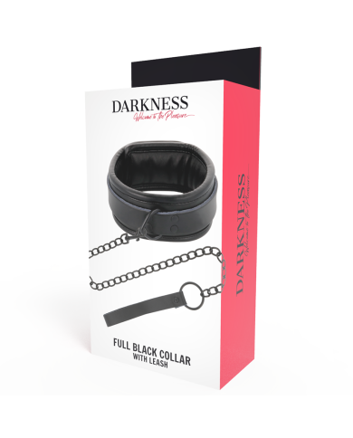 DARKNESS - COLLIER COMPLET NOIR AVEC LAISSE