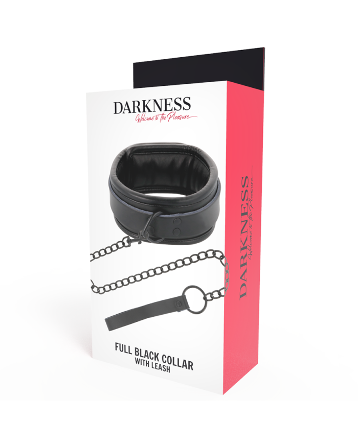 DARKNESS - COLLIER COMPLET NOIR AVEC LAISSE