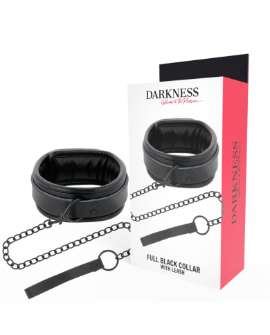 DARKNESS - COLLIER COMPLET NOIR AVEC LAISSE