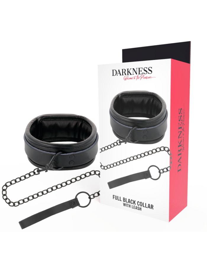 DARKNESS - COLLIER COMPLET NOIR AVEC LAISSE