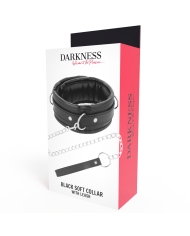 DARKNESS - COLLIER DOUX NOIR AVEC LAISSE EN CUIR