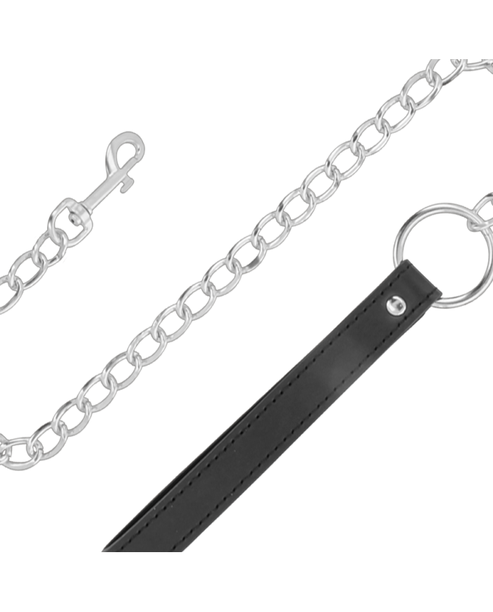 DARKNESS - COLLIER DOUX NOIR AVEC LAISSE EN CUIR