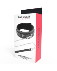 DARKNESS - COLLIER FOURRURE NOIR AVEC LAISSE