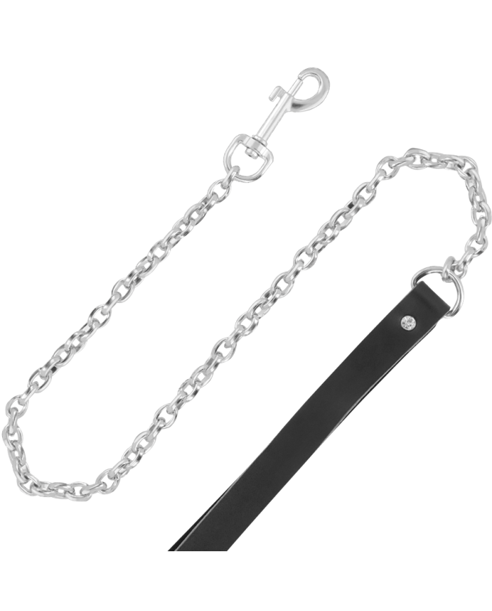 DARKNESS - COLLIER FOURRURE NOIR AVEC LAISSE