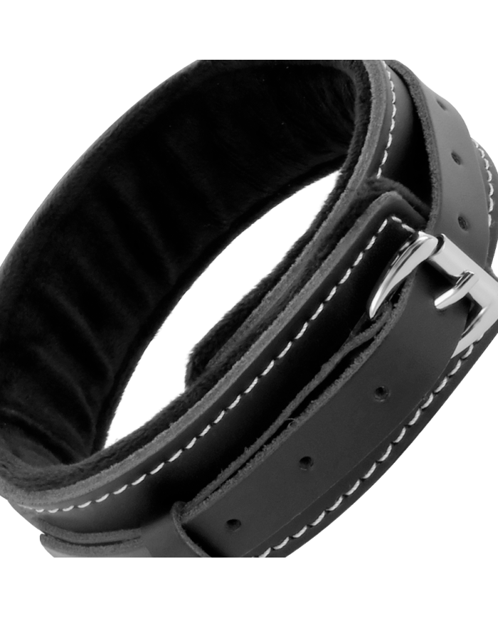 DARKNESS - COLLIER FOURRURE NOIR AVEC LAISSE